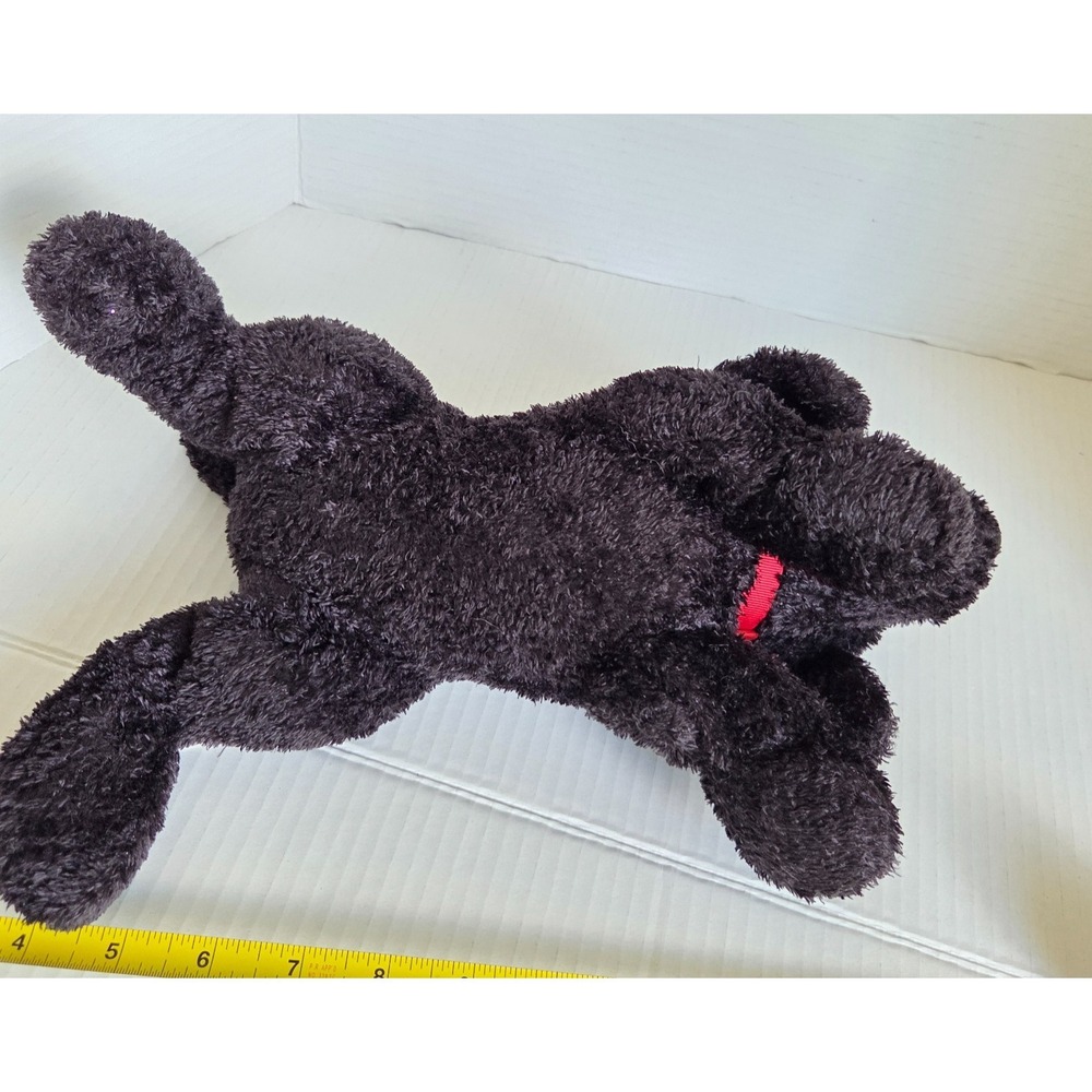 Yangjee Stuffed Plush Black Puppy Dog Red Collar Floppy Soft Beanbag 12" Vintage - Picture 7 of 12